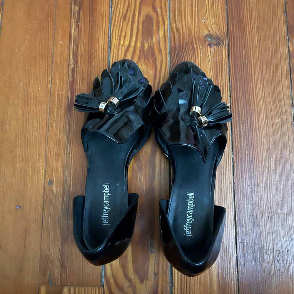 Jeffrey Campbell Black Patent Tassel Flats